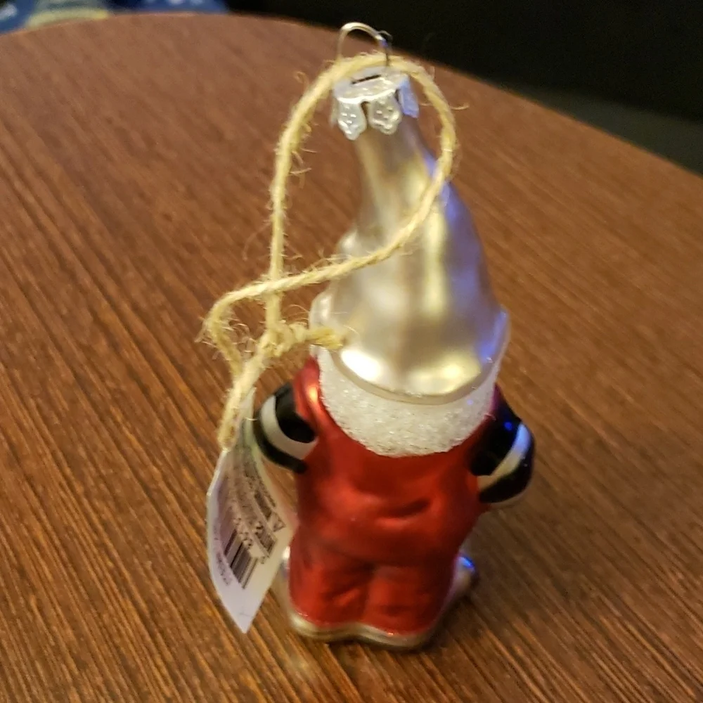 Kurt S Adler Red w/ Black Striped Sleeves Gingham Gnome Ornament
